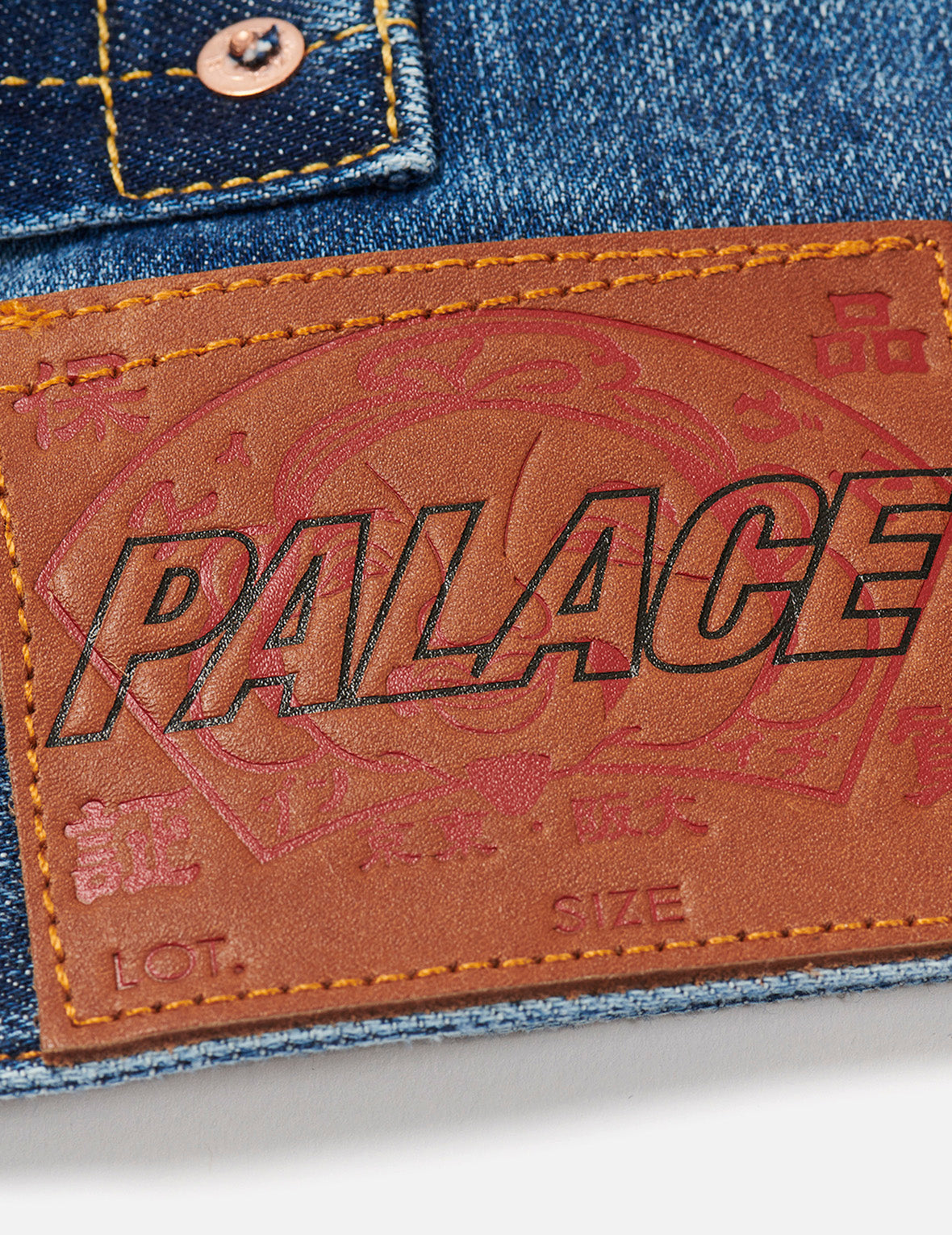 PALACE EVISU Logo Embroidery and Dice Daicock Print Regular Fit Denim Jacket